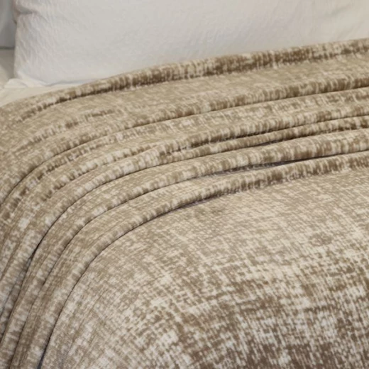 Nova Home Fleece Granite Warm & Soft Printed Flannel  Blanket, King Size, Beige Color - Nova Home - Image 3