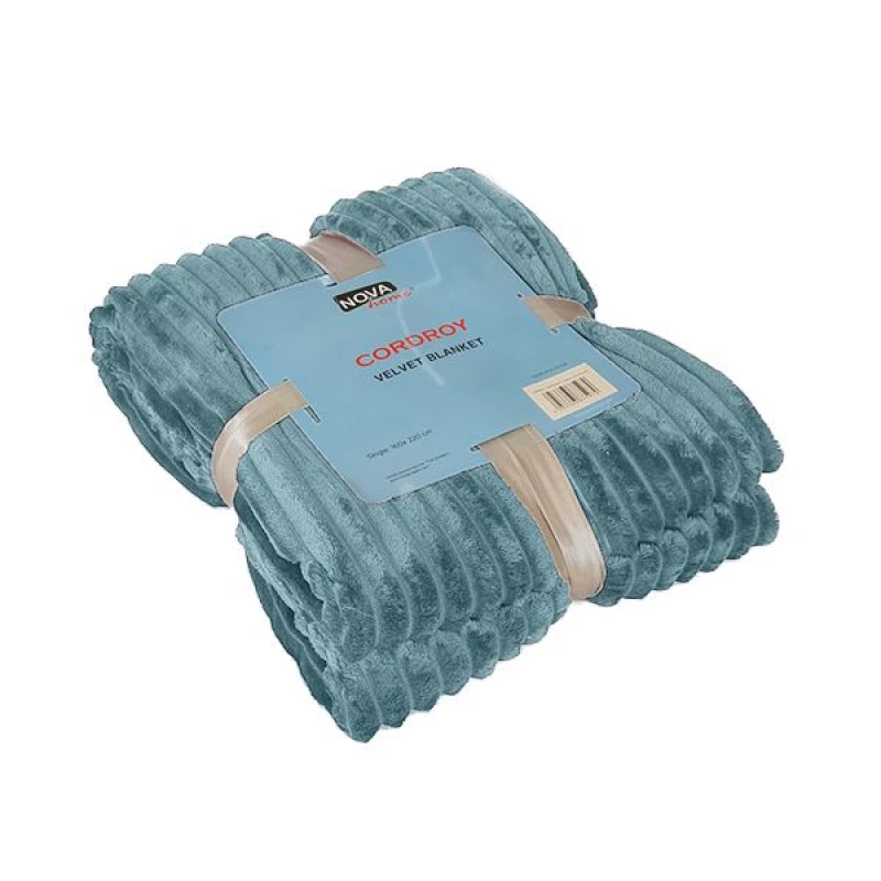 Nova jacquard home cordroy winter soft flannel blanket turquoise double - Nova Home