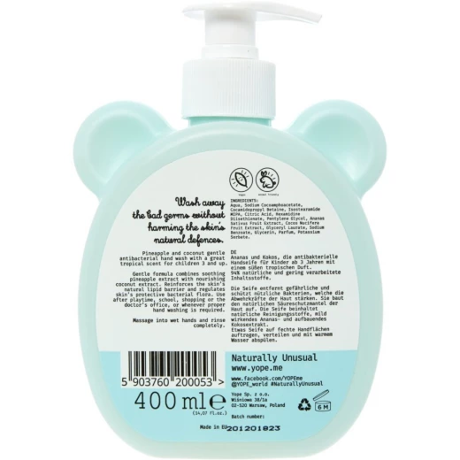 Yope Natural Antibacterial Hand Soap Pineapple And Coconut Flavour ,400 Ml - Yope - Image 7