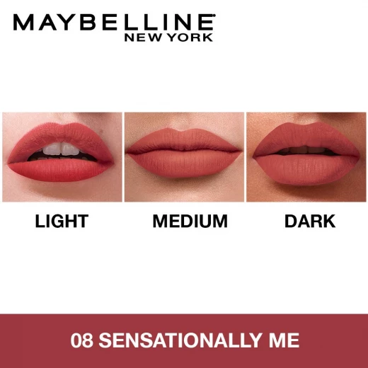 مستحضر تحديد الشفاه السائل غير اللامع من Maybelline درجة اللون 08 لمسة نهائية مخملية مكياج شفاه طويل الأمد - Maybelline - Image 2