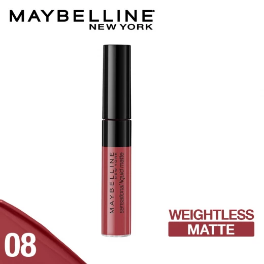 مستحضر تحديد الشفاه السائل غير اللامع من Maybelline درجة اللون 08 لمسة نهائية مخملية مكياج شفاه طويل الأمد - Maybelline - Image 3