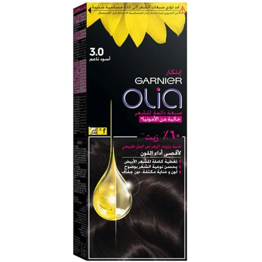 Garnier Olia No Ammonia Permanent Brilliant Color Oil-Rich Permanent Hair Color 3.0 Soft Black 209g - Garnier - Image 2