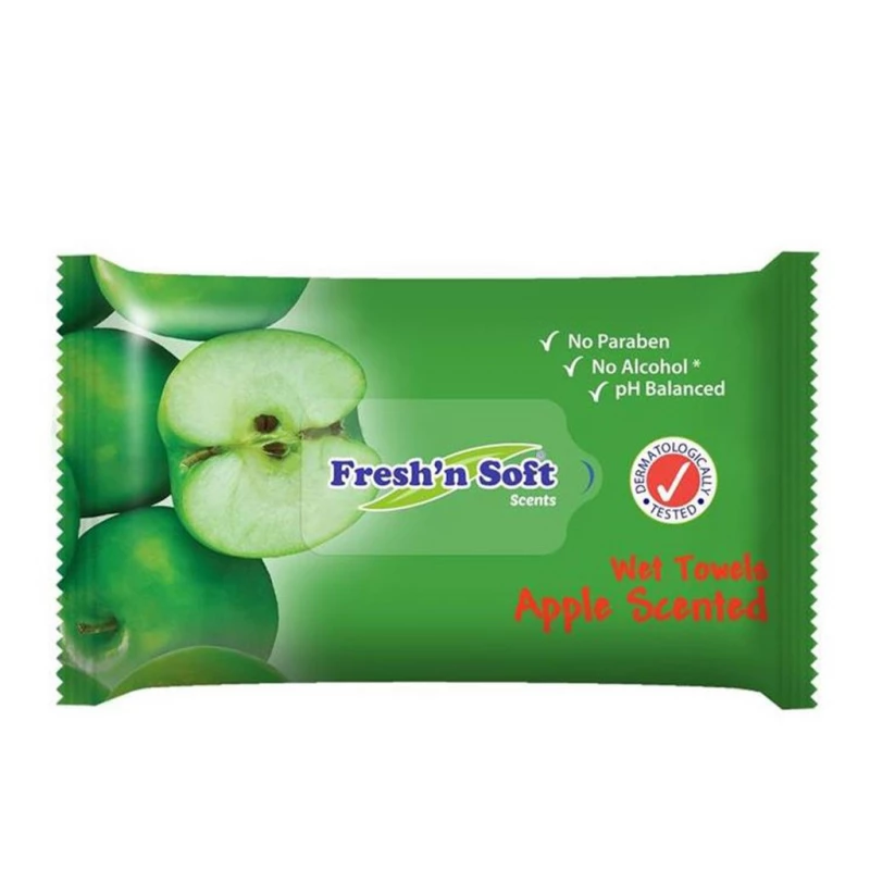 مناديل مبللة بنكهة التفاح، 90 قطعة من فرينشن سوفت - Fresh n soft