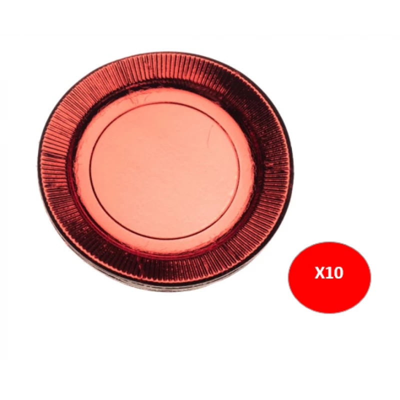 Al Shawash Plate Dis Vip, 24 Cm, 10 Pcs, Red - Al Shawash