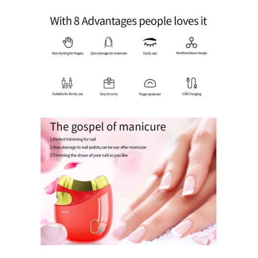 Jermei Automatic Nail Clipper, Red Color - Jermei - Image 4