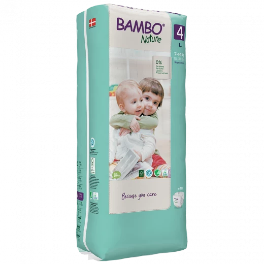 Bambo Nature Diapers Size 4 (7-14 Kg), 48 Diapers, 2 Packs + Wet Wipes, 80 Wipe, 2 Packs - Bambo Nature - Image 2
