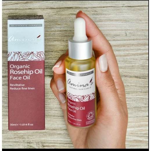 Amina's Organic Rose Hip Seed Dropper Face Oil 30 ml - Amina's Natural Skin Care - Image 2
