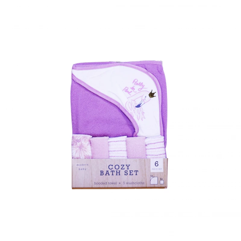 Modern Baby 6 Piece Cozy Bath Set, Flamingo