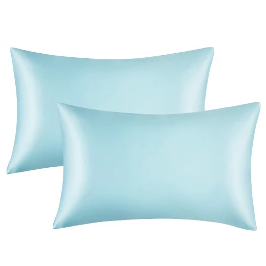 Lafayette Satin Pillowcase for Hair and Skin Queen Maroon 2 Pack, Blue - Lafayette - Image 2