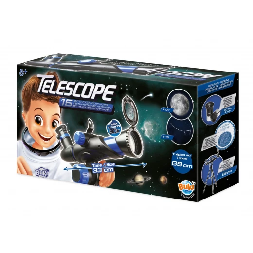 Buki Kids Beginner Telescope with Tripod, 90x Zoom Lens