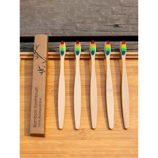 Wooden Handle Toothbrush, 1pc Wooden Handle Toothbrush, 1pc