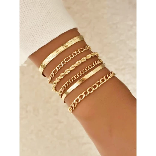 سلسلة اساور بسيطة، 6 قطع سلسلة اساور بسيطة، 6 قطع