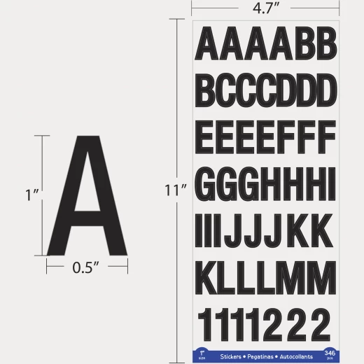 Bazic Black Color Alphabet & Numbers Stickers - Bazic - Image 2