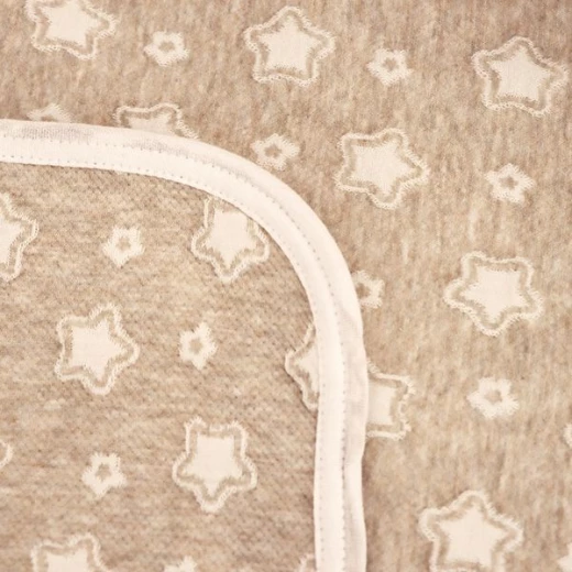 بطانية قطن بتصميم النجوم باللون البيج, حجم مجوز من نوفا هوم - نوفا هوم - Image 2