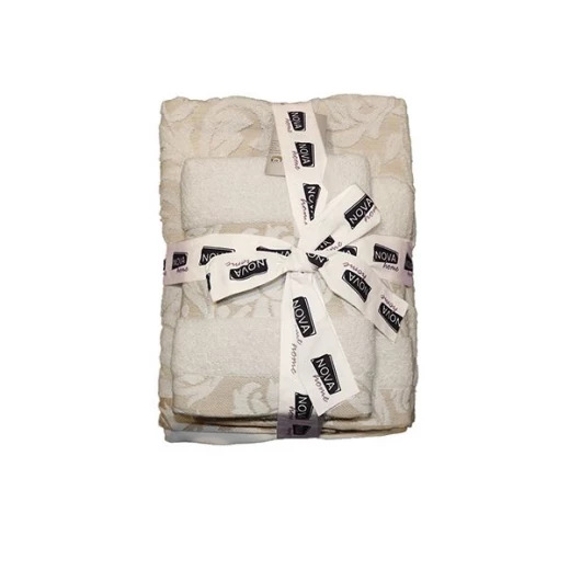 Nova Home Valerie, Cotton Jacquard Bath Towel & Towel Set, 3 Pieces, Beige Color Nova Home Valerie, Cotton Jacquard Bath Towel & Towel Set, 3 Pieces, Beige Color