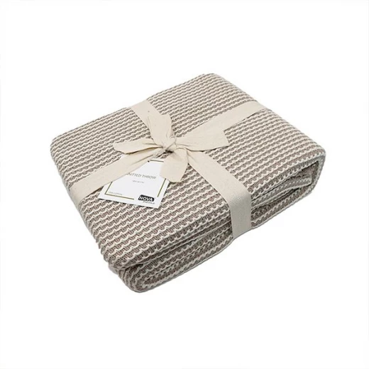 Nova Home Honey Bee Design Blanket, Hand Knitted Throw, Cotton, Stone & White Color - Nova Home - Image 3