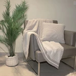 Nova Home Honey Bee Design Blanket, Hand Knitted Throw, Cotton, Stone & White Color - Nova Home