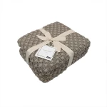 Nova Home PopPop Blanket, Hand Knitted Throw, Cotton, Stone Color - Nova Home
