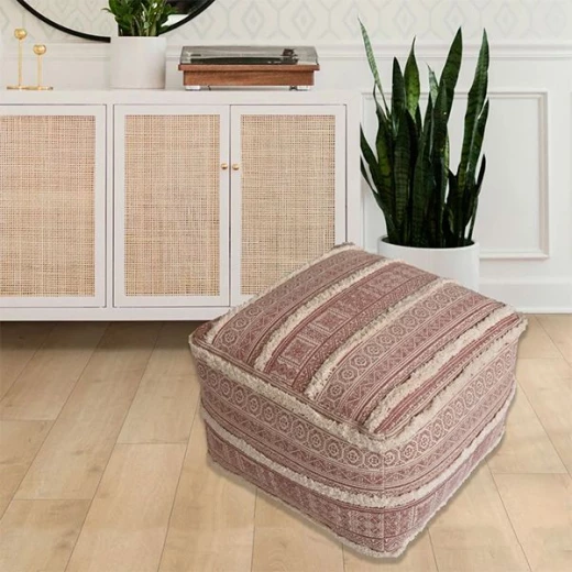 Nova Home Mandala Puff Seat, Coral Color Nova Home Mandala Puff Seat, Coral Color
