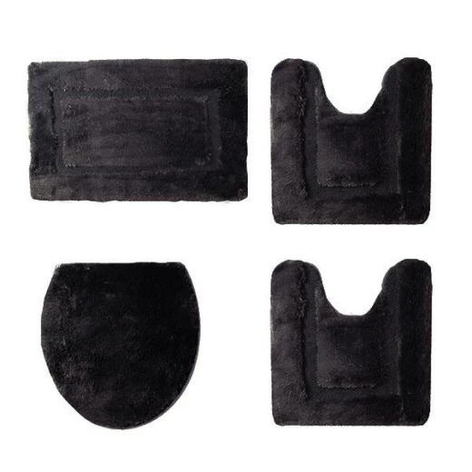 Nova Home Pearl Bath Mat Set 4 Pieces, Black Color Nova Home Pearl Bath Mat Set 4 Pieces, Black Color