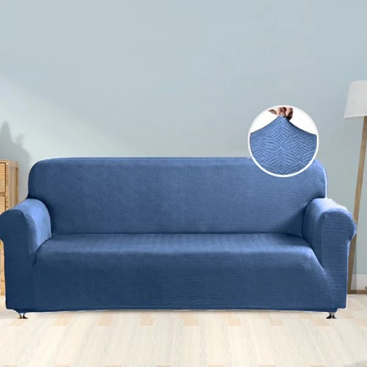 Nova Home Perfect Fit Stretch Sofa Cover, 3 Seats, Blue Color Nova Home Perfect Fit Stretch Sofa Cover, 3 Seats, Blue Color