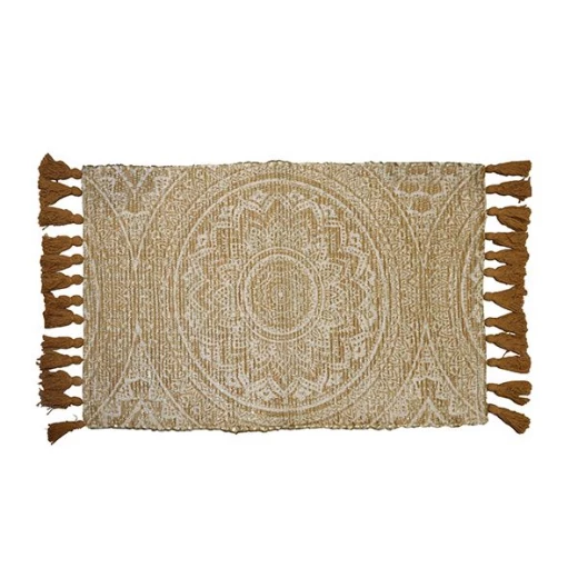 Nova home ester woven rug with tassels, poly cotton, gold color, 70*140 cm Nova home ester woven rug with tassels, poly cotton, gold color, 70*140 cm