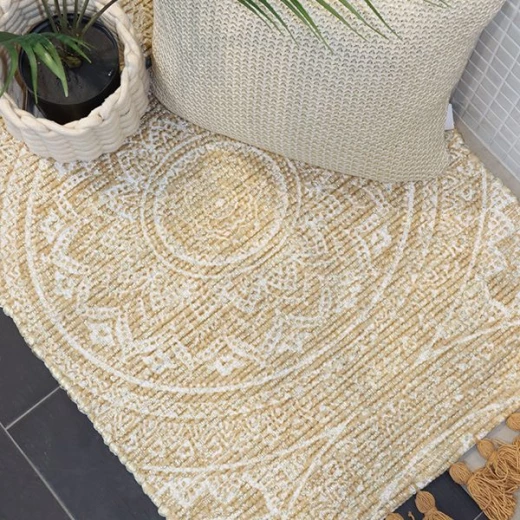 Nova home ester woven rug with tassels, poly cotton, gold color, 70*140 cm - Nova Home - Image 3