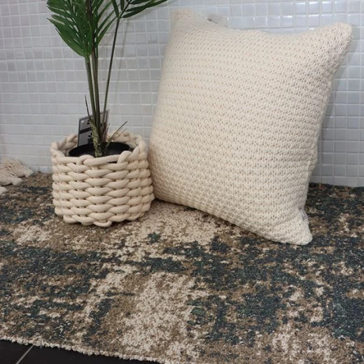 قطعة سجاد محبوكة مع تسلز,مصنوعه من القطن و الجوت, باللون الكحلي, 60*90 سم من نوفا هوم - نوفا هوم - Image 3