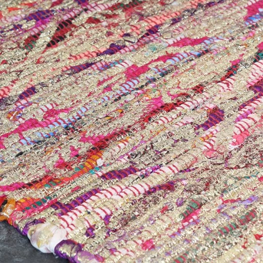 Nova home render gold metallic print woven rug with tassels, poly cotton, red color, 60*90 cm - Nova Home - Image 3