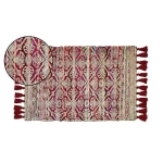Nova home render gold metallic print woven rug with tassels, poly cotton, red color, 60*90 cm - Nova Home