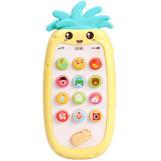 هاتف الموسيقى التعليمية على شكل أناناس مع عضاضة، باللون الأصفر من اي ينج لي هاتف الموسيقى التعليمية على شكل أناناس مع عضاضة، باللون الأصفر من اي ينج لي