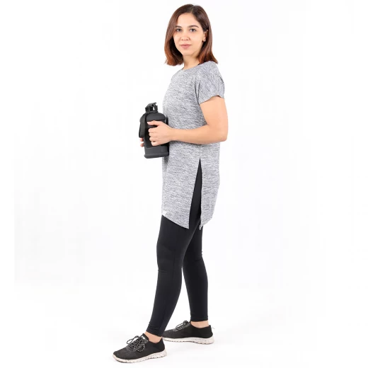 RB Women's Side High-Low T-Shirt, Medium Size, Striped Black & White Color - RB - Image 2