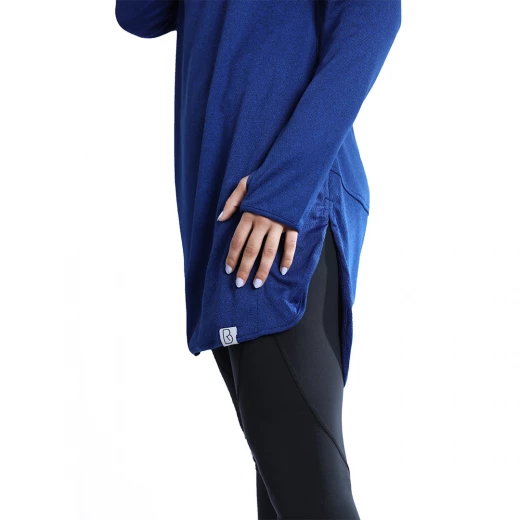 RB Women's Mid-length Running Hoodie, Large Size, Royal Blue Color - RB - Image 4