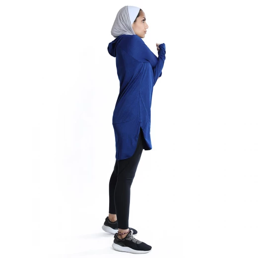 RB Women's Mid-length Running Hoodie, Large Size, Royal Blue Color - RB - Image 2