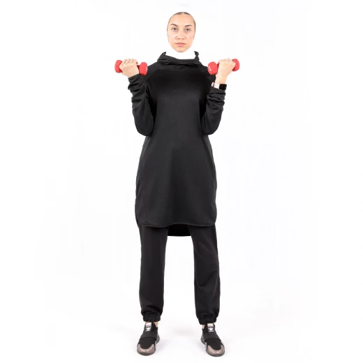 هودي نسائي متوسط الطول للجري ، مقاس متوسط، باللون الأسود من أر بي - أر بي - Image 4