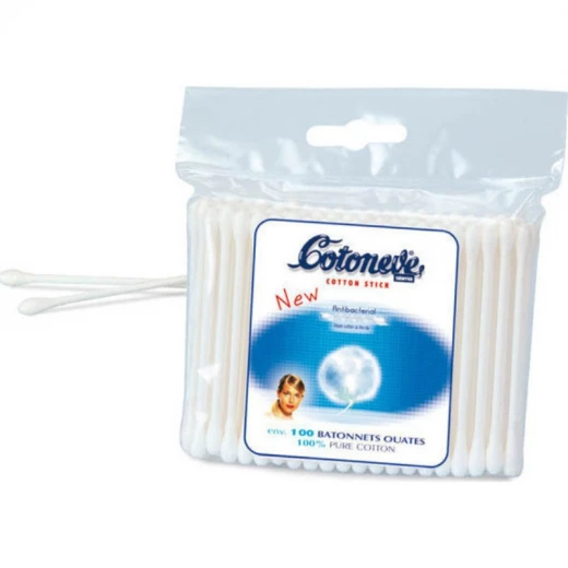 أعواد قطنية للأذن بولي باج، 100 قطعة من كوتونيف