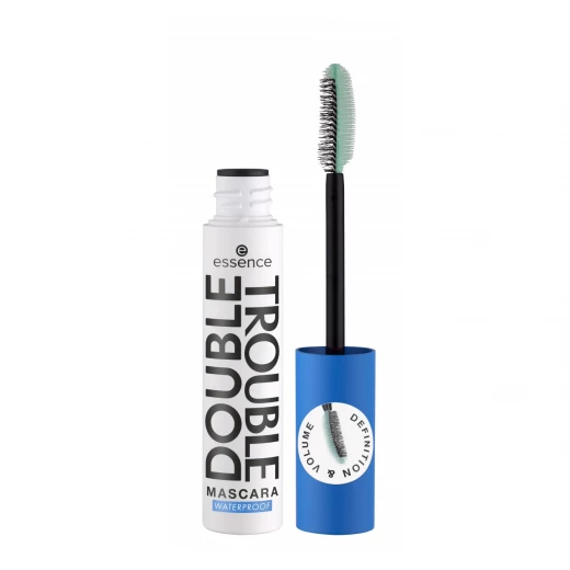 Essence Double Trouble Waterproof Mascara Black for Volume and Length Long Lasting Eye Makeup Essence Double Trouble Waterproof Mascara Black for Volume and Length Long Lasting Eye Makeup