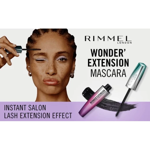 Rimmel London Wonder Extension Mascara Very Black Lash Lengthening Volume Smudge Proof Makeup - Rimmel London - Image 4