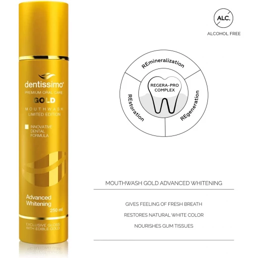 Dentissimo Gold Whitening Mouthwash for Teeth, 250 Ml - Dentissimo - Image 3