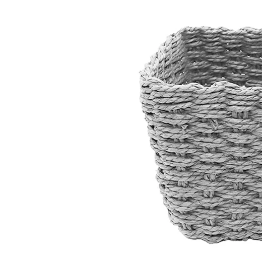 سلات حبال قطنية مربعة , لون رمادي فاتح - Image 2