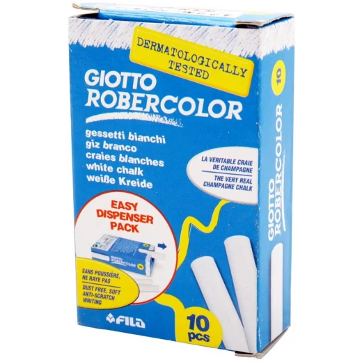 Giotto Robercolor Chalk, White , Pack of 10 Giotto Robercolor Chalk, White , Pack of 10