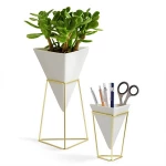 أوعية منضدية طقم من قطعتين, لون أبيض وذهبي من أومبرا - أومبرا