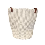 سلة غسيل قطنية مع مقبض جلد ، بيج من ويفا - ويفا