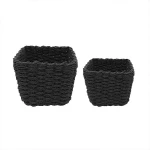 Weva spectrum faux rattan storage basket set, 2 pcs ,black - Weva