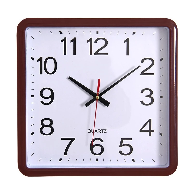 ساعة حائط مربعة, باللون البني الغامق, 36 سم