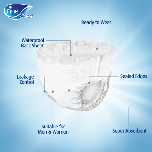 Fine Care Incontinence Adult Pull Ups for Unisex, Large, Waist 100-140 Cm, Pack of 14 - Fine - Image 6