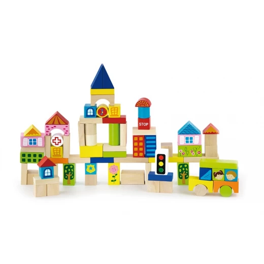 Viga Wooden City Design Blocks 75 Piece Set Educational Building Toys for Kids - Viga - Image 2