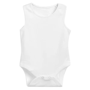 Baby Sleeveless Bodysuits, White Color