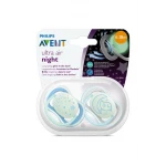 Philips Avent Ultra Air Nighttime Pacifier, 6-18 months, blue, 2 pack - فيليبس افينت
