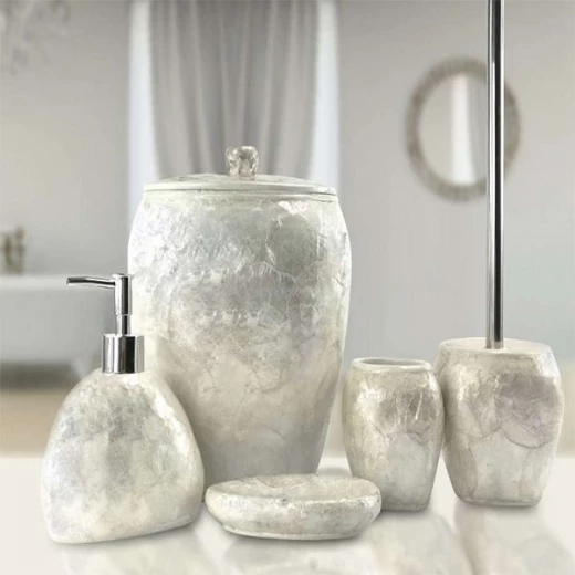 طقم إكسسوارات الحمام, باللون الأبيض, 5 قطع من إيريا طقم إكسسوارات الحمام, باللون الأبيض, 5 قطع من إيريا